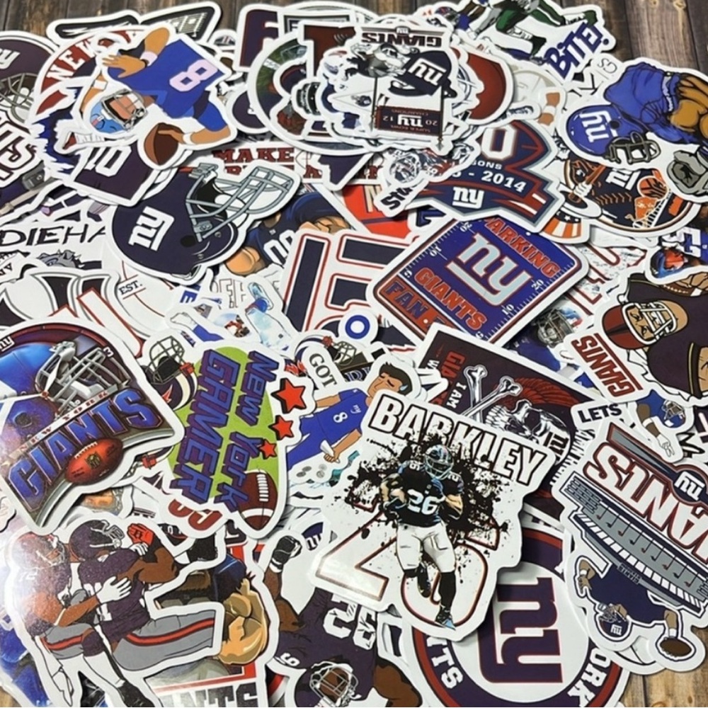 5for$10 Football New York Giants Sports Fan 104 Stickers Notebook, Waterbottle
